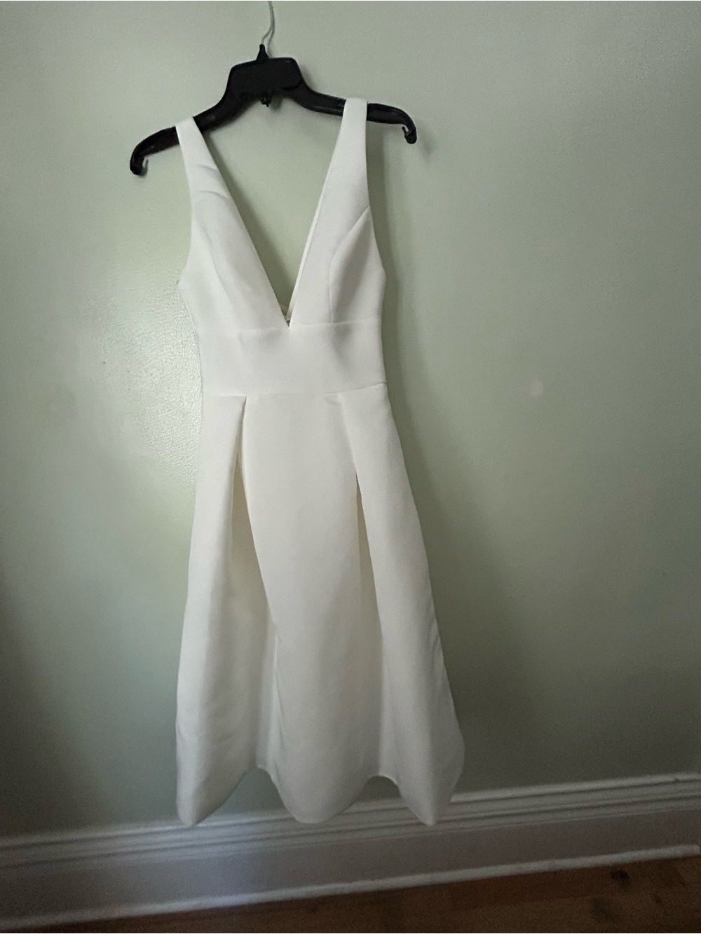 Amsale faille v-neck fit and flare dress